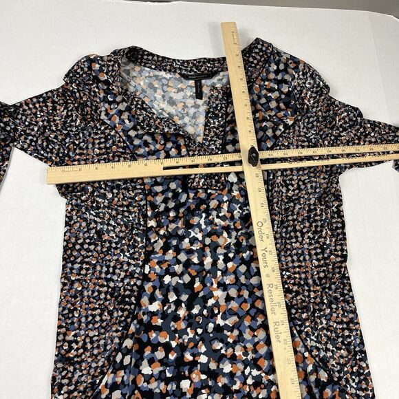 BCBGMaxazria Francine Dress Allover Dot Print Knee Length Stretch V-Neck LARGE - Picture 6 of 10